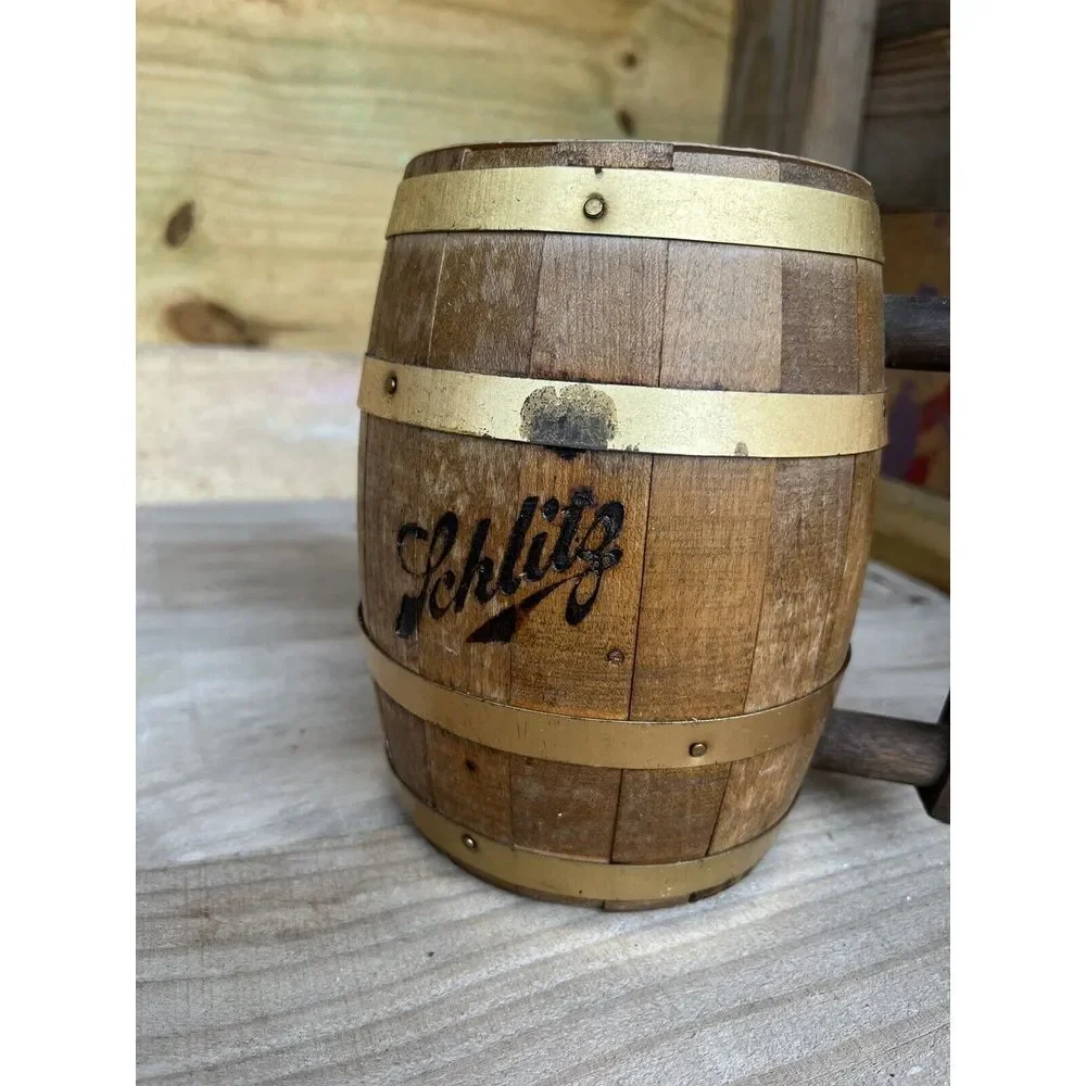 Vintage‎ Schlitz Wood Beer Barrel Mug Keg